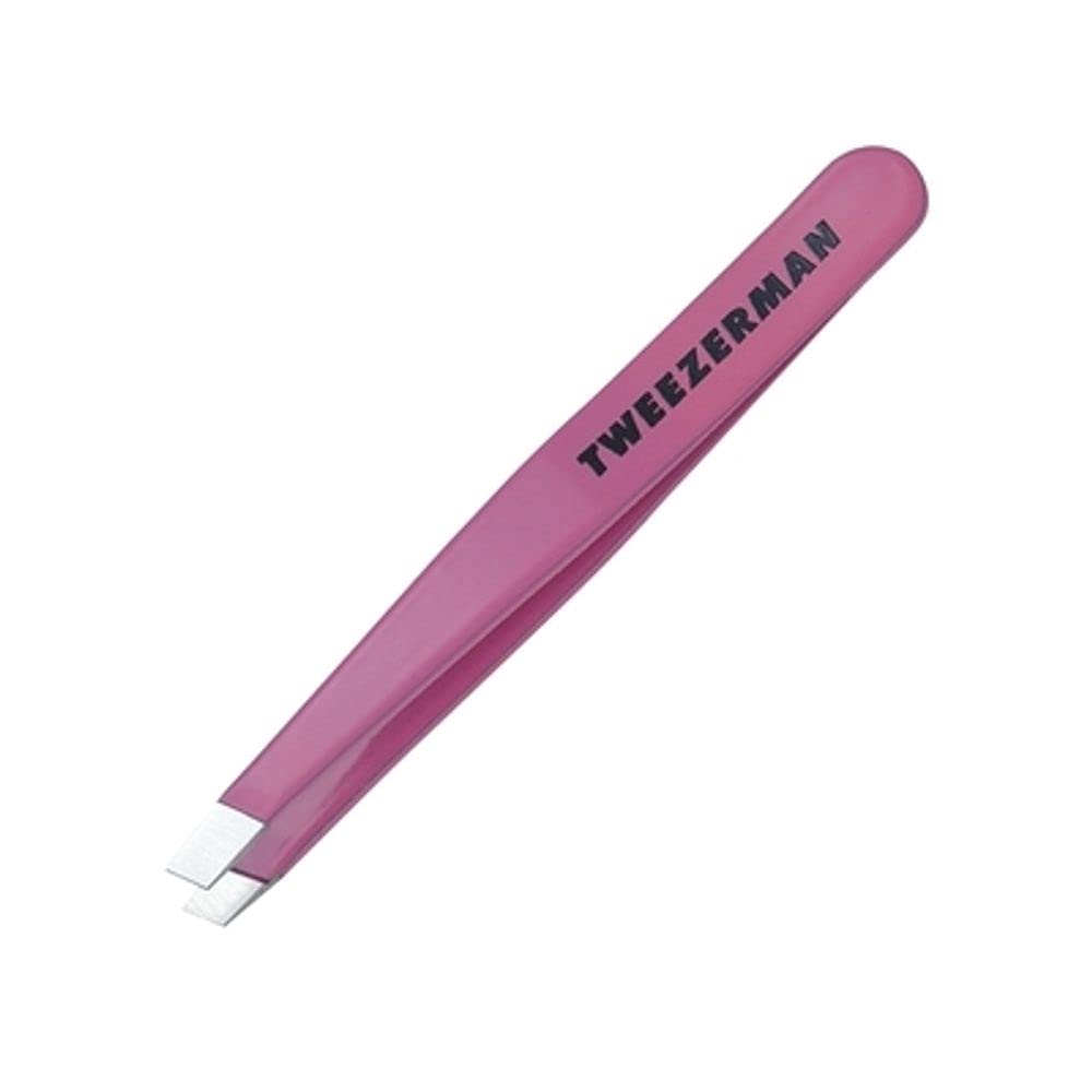 Tweezerman Mini Slant Tweezer - Tweezers for Eyebrows, Travel Tweezers for Eyebrows, Facial Hair (Neon Pink)