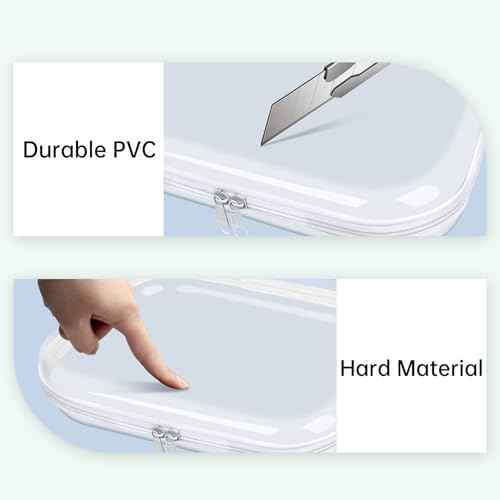 Clear Hard Shell Zipper Case,3PCS Transparent Clear Laser Zipper Pouches,Hard Side Plastic Case Set,Portable Travel Storage Organizer Bins