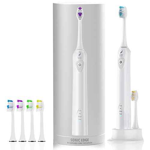 Acteh Sonic Electric Toothbrush, Rechargeable Toothbrush w/ 3 Brushing Modes, 2min. auto-Timer, 30sec. Quad-Reminder and Long-Lasting, Extended Charge Battery (White)