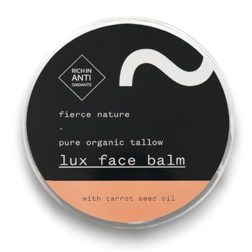fierce nature Luxe Face Balm with Carrot Seed Oil, Pure Tallow Balm as Vitamin-Rich Natural Face Moisturizer, Men and Women¡¯s Cleansing Balm for Face and Body, Unscented, 100g