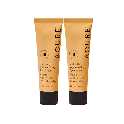 Acure Radically Rejuvenating Eye Cream - Under Eye Cream for Dark Circles & Wrinkles, Firming & Hydrating Treatment to Brighten, Anti Aging Moisturizer for Hydration with CoQ10-1 fl oz (2 Pack)