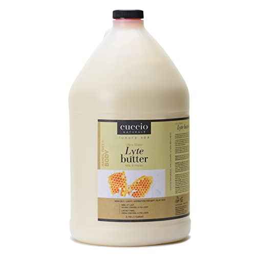 Cuccio Naturale Lyte Ultra-Sheer Body Butter - Replenishing Scented Moisturizer Cream - Deep Hydration To Repair Dry Skin - All Natural, Cruelty-Free Formula - Milk And Honey - 1 Gal
