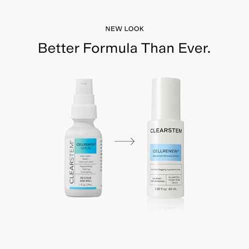 CLEARSTEM - CELLRENEW - Collagen Stem Cell Serum - Acne + Youthful Skin Face Serum - Hyaluronic Acid, Reishi, Aloe Vera - Facial Skin Care Products - Gluten Free, Cruelty Free - 1 fl oz / 29ml