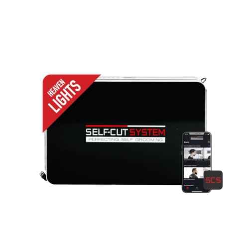 Self-Cut System LED 3 Way Mirror for Self Hair Cutting, Trifold Barber Mirror with Height Adjustable Hooks, 360 View, Includes Free Educational Mobile App (Heaven Lights)
