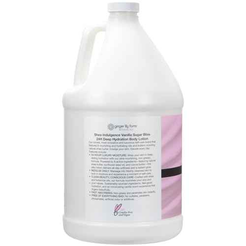 Ginger Lily Farms Botanicals Shea Indulgence 24H Deep Hydration Body Lotion, 100% Vegan & Cruelty-Free, Vanilla Sugar Bliss Scent, 1 Gallon (128 fl oz) Refill