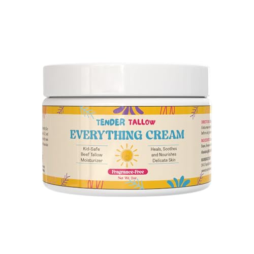 100% Grass Fed Beef Tallow Cream for Babies and Kids - All-Natural, Moisturizing Healing Lotion - Hypoallergenic, 2oz (2 oz., Fragrance-Free)