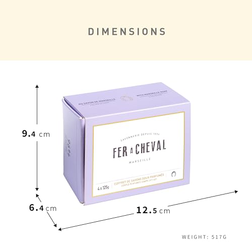 Fer ? Cheval Gentle Perfumed Soaps Gift Set, 4x125g/4.41oz - Marseille Vegetable Soap with Shea Butter and Softening Oils