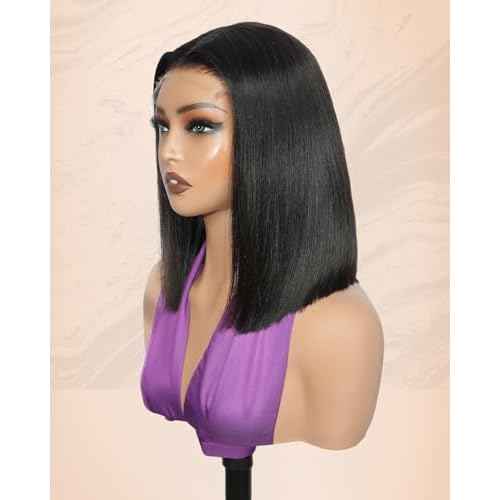 Alididi 10inch Bob Wig Human Hair SKINLIKE Real 5x5 HD Lace Closure Wigs Human Hair 200% Density Bob Wigs 15A Straight Wig 0.10mm Ultra-Thin HD Lace Pre Plucked Tiny Knots (5x5 Glueless Wig)
