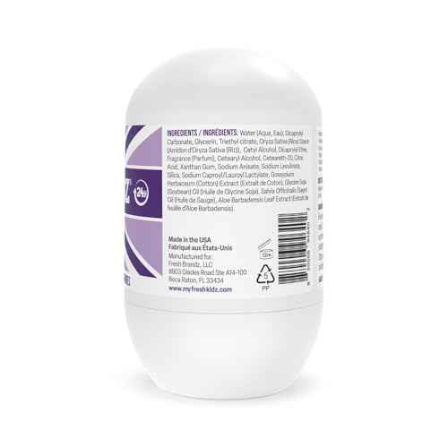 Fresh Kidz Body Wash 16.9 fl.oz. and 2 Roll-On Deodorants 1.86 fl.oz. for Kids and Teens - Girls Purple Set