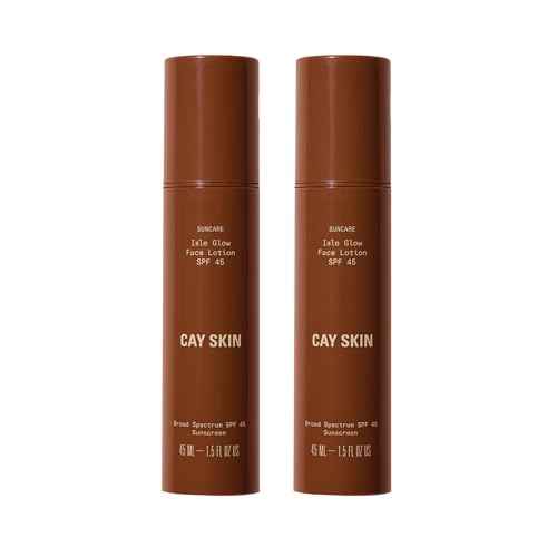 Cay Skin Isle Glow Face Moisturizer SPF 45 ? Illuminating Moisturizer, Broad Spectrum Sunscreen + Makeup Primer ? Lightweight, Pearlescent Formula with Radiant Finish for All Skin Types ? 2-Pk, 1.5 oz
