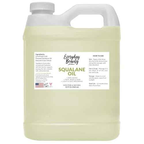Squalane Oil Bulk- 32 oz 100% Pure & Natural Plant Derived Facial Oil - Cold Pressed and Unrefined Premium Grade Multipurpose Moisturizing Oil For Skin and Hair