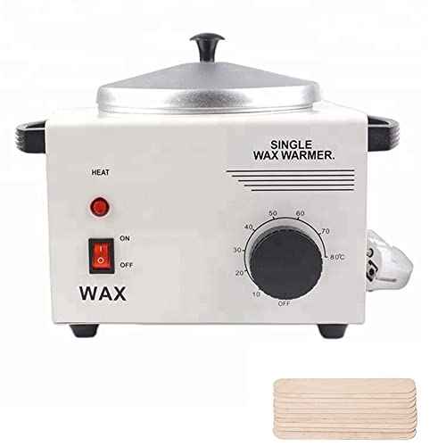 Single Pot Wax Warmer Professional Electric Wax Heater Machine Facial Skin SPA Equipment with Adjustable Temperature Set with Wood Craft Sticks£¨50 Pcs£©