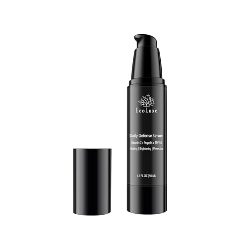 Vitamin C & Propolis Serum with SPF 35 ? Daily Defense Brightening & Hydrating Antioxidant Face Serum for Sensitive Skin, Anti-Aging & Sun Protection