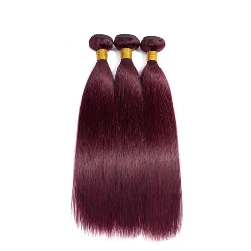 Brazilian Human Hair Bundles 24 26 28 Inch Burgundy 99J Straight Bundles Human Hair 100% Unprocessed 10A Quick Weave for Black Women Soft Sewn In with Double Weft