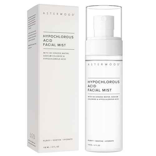 Asterwood Hypochlorous Acid Spray for Face - Targets Acne, Redness, Irritation - Multi-Purpose Skin Repair - Antibacterial, Antimicrobial - After Gym/Post-Workout Facial Mist - 4 Fl Oz