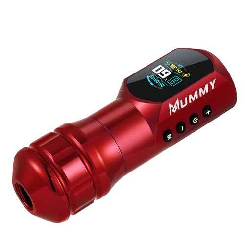 Mummy Tattoo Rotary Cartridge Machine Rotary Battery Pen with1500mAh Digital LED Display for Tattoo Equipment Supply (red)