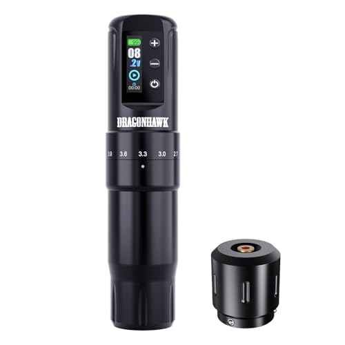 Dragonhawk Atom2 Pro Cordless Tattoo Pen Machine - 7 Storkes Length Professional Rotary Tattoo Gun for Lining Shading Mcore Motor 2000mAh Battery Power Supply (1 Battery)