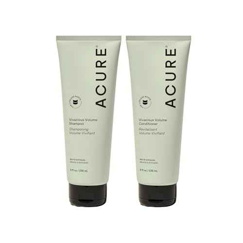 Acure Vivacious Volume Shampoo and Conditioner Set - Thickening & Volumizing Hair Care for Thick, Full Locks, Boost for Thin, Fine Hair, Sulfate Free, Paraben Free, Vegan - 8 fl oz (Pack of 2)