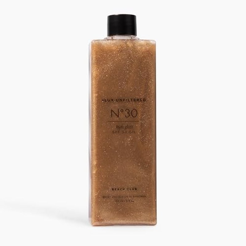 + Lux Unfiltered N¡Æ30 Shimmer Body Oil with SPF 30 - Hydrating & Nourishing High Gloss Tanning Oil, Instant Bronze Shimmer Sunscreen - Oxybenzone Free - Broad Spectrum Sunscreen SPF 30