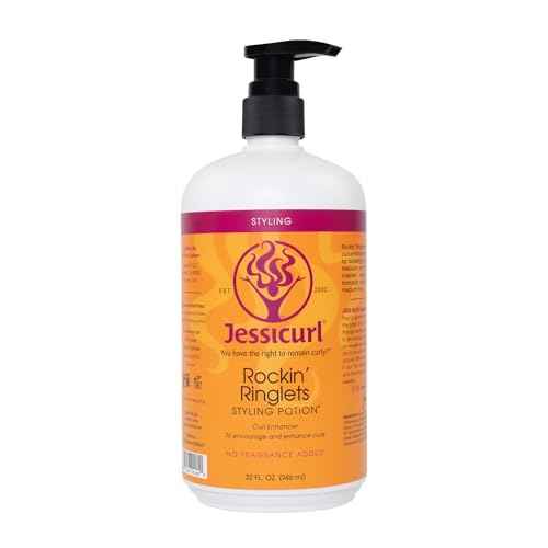 Jessicurl, Rockin' Ringlets Styling Potion, No Fragrance Added, 32 Fl oz. Curl Enhancer with Flaxseed Extract, Curl Defining Styler for Curly Hair and Frizz Control