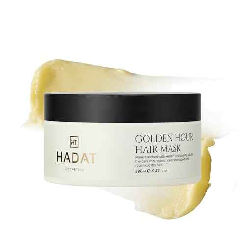 HADAT Golden Hour Express HAIR MASK ? Premium Professional Hair Treatment with Pearl Powder ? Hydration for Dry Damaged Hair ? Nourishing Oils ? Split Ends ? Salon Quality ? Made in Israel, 9.47 Fl Oz