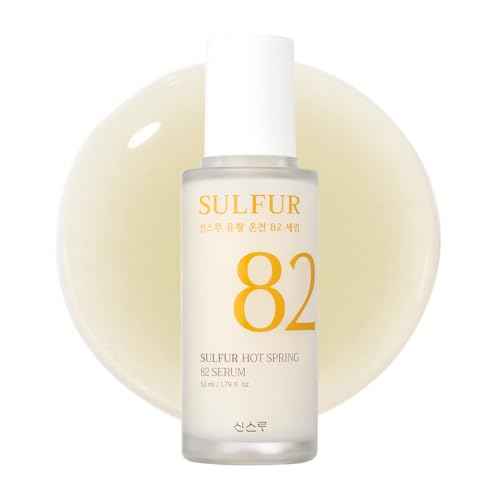 Sulfur Hot Spring Water 82% Soothing Serum with Ceramide, Panthenol, Hyaluronic acid, Hydrating, Glass skin, Non comedogenic, for Dry Skin, Acne-Prone, Korean Skin Care (1.79 fl.oz. 53ml)