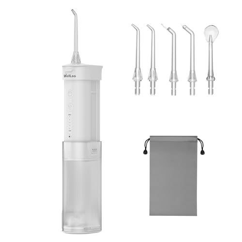 Mini Water Flosser for Teeth,Travel Dental Flosser Picks, Portable Oral Irrigator with Telescopic Water Tank, 5 Modes IPX7 Waterproof Tooth Flosser for Brace, Sensitive Teeth, with Storage Bag