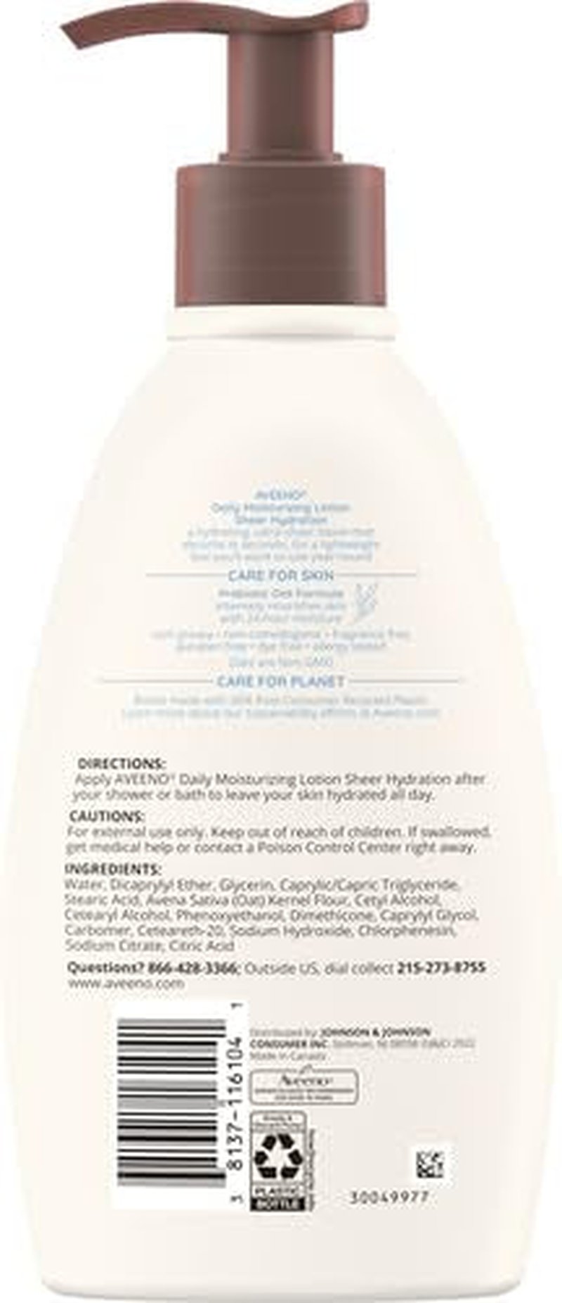Aveeno Daily Moisturizing Lotion - Fragrance-Free Hydrating Body Moisturizer with Prebiotic Oat | 12 fl. oz (Pack of 2)