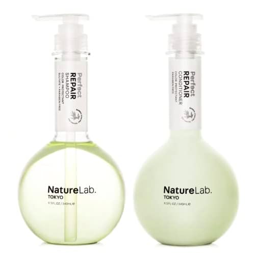 NatureLab.TOKYO Perfect Repair Shampoo & Conditioner Duo - Japanese Shampoo and Conditioner for Damaged, Color-Treated Hair - Penetrates Roots and Restores Strands - Japanese Hair Care - 11.5oz each