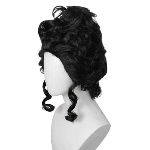 Linfairy Short Black Retro Vintage Wig Big Bouffant Beehive Wigs for Women fits 50s 80s Halloween Costume