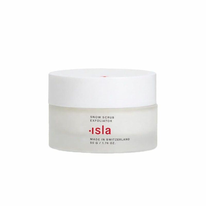 ISLA Snow Scrub Exfoliating Treatment, Smooths Texture, Unclogs Pores & Boosts Radiance, Hydrated Silica, Fruit Enzymes, Glycerin & Pink Slow Algae, Skin Barrier-Safe, Made in Switzerland, 1.76 fl oz