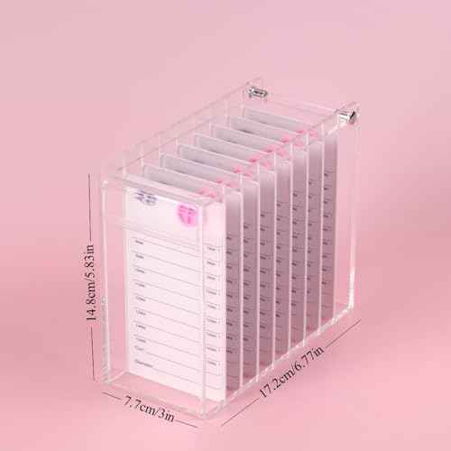 8 Layers Acrylic Eyelash Storage Organizer, Grafting False Eyelashes Display with 8 Pallets, Dustproof Cosmetic Beauty Extension Supplies (White)