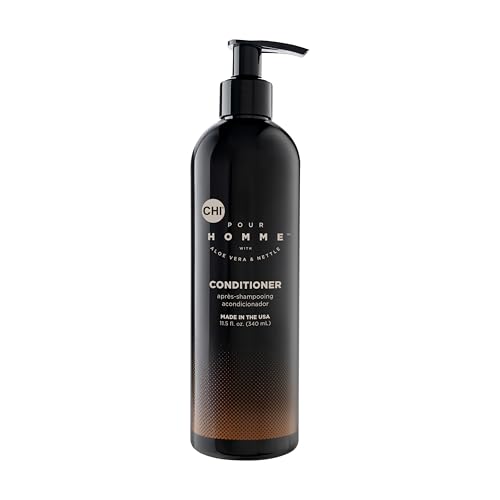 CHI Pour Homme Moisturizing Daily Conditioner For Men, Smooths & Detangles, Made With Aloe Vera & Nettle, Fresh, Woody Scent, Sulfate-Free, 11.5 oz