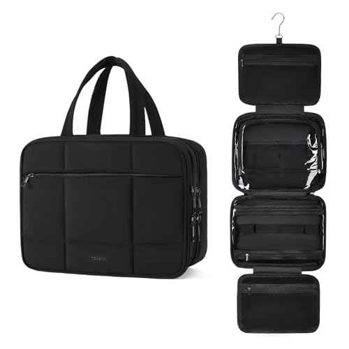 Telena Travel Toiletry Bag with Jewelry Organizer for Women, Puffy Hanging Makeup Bag Lightweight Cosmetic Bag Organizer for Travel Essentials