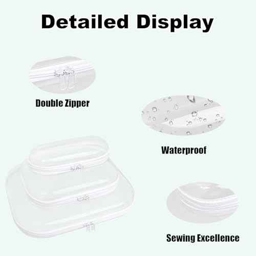 Clear Hard Shell Zipper Case,3PCS Transparent Clear Laser Zipper Pouches,Hard Side Plastic Case Set,Portable Travel Storage Organizer Bins
