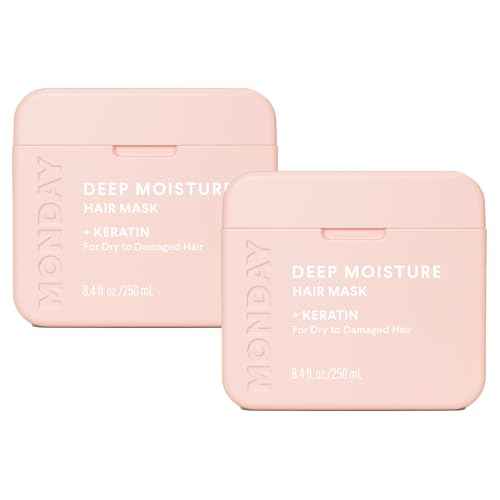 MONDAY HAIRCARE DEEP MOISTURE Hair Mask with Keratin, Argan Oil, Shea Butter & Coconut Oil for Dry to Damaged Hair 250 mL (Dual Pack)