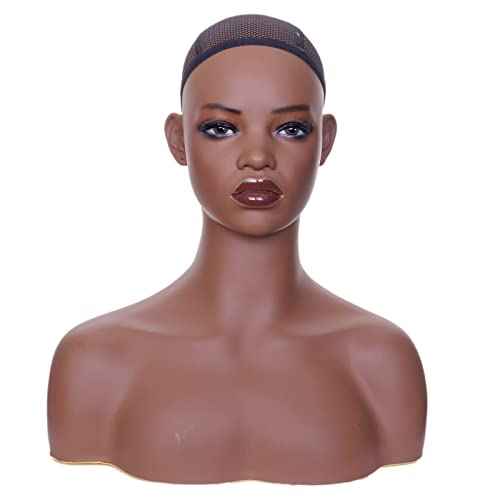 Whosale Realistic Female Mannequin Head with Shoulders Manikin Wig Head Stands for Wigs,Makeup,Jewerly,Beauty Accessories Displaying