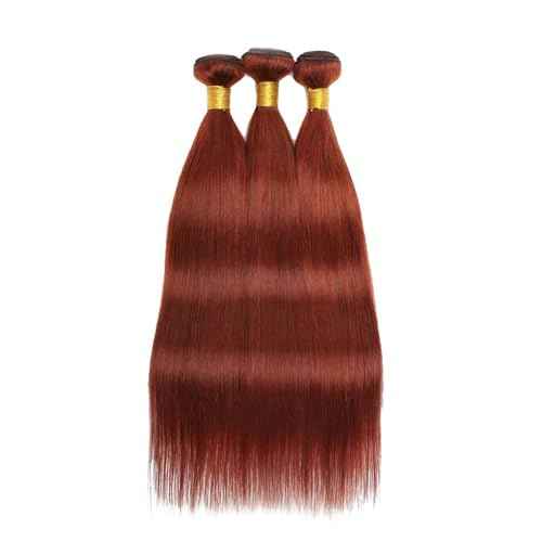 BilltiiWW Copper Red Straight Bundles Color 33 Straight Bundles 8a Grade Brazilian Weave Extensions Wet and Wavy Soft Silky for Black Women 30 32 34 Inch
