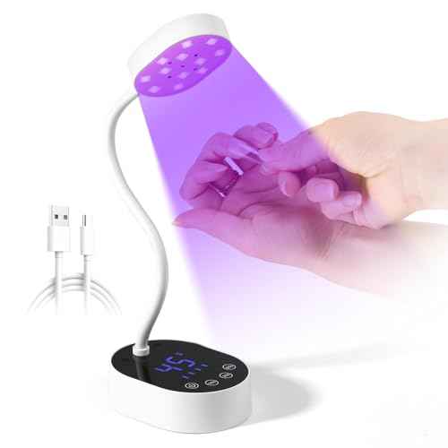 AORAEM UV Nail Lamp, Gooseneck Mini U V Light for Gel Nails, 36W Rechargeable LED Flash Cure Lamps with 4 Timers & Auto Sensor, Quick Dry Professional Nail Dryer for Salon Home DIY Use, White