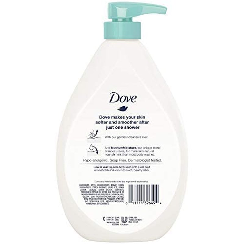Dove Body Wash - Sensitive Skin Formula | 34 Fl Oz Pump (Pack of 2) for Gentle Cleansing