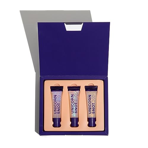 UNICORN SNOT Plant-Based Glitter Lip Gloss Gift Set - Sparkly & Shimmer Lips for Christmas Gift Set | Holographic Lip Gloss, Stocking Stuffers for Holiday | Vegan & Cruelty Free 0.37fl oz 3-Pack