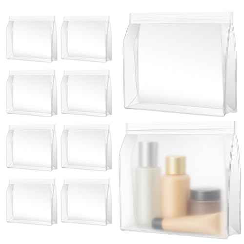Circloophs 30 Pack Clear Makeup Bag Organizer Cosmetic Zipper Pouch TSA Approved Small Travel Pouches Transparent EVA Reusable Water-resistant Plastic Clear Gift Bags Bulk, Frosted, 10¡± x 7¡± x 2.6¡±