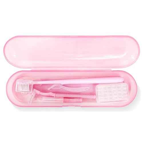 Orthodontic Care Travel Kit | V-Shape Toothbrush with Soft Bristles, Interdental Brushes, Orthodontic Wax, and Breathable Case | Portable Dental Kit for Braces and Aligners(PINK)