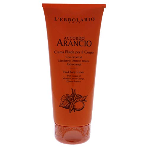 L'Erbolario Fluid Body Cream - Hydrating Body Butter for Dry Skin with Sunflower Oil - Skin Care for Elasticity, Firmness - Accordo Arancio - 6.7 oz