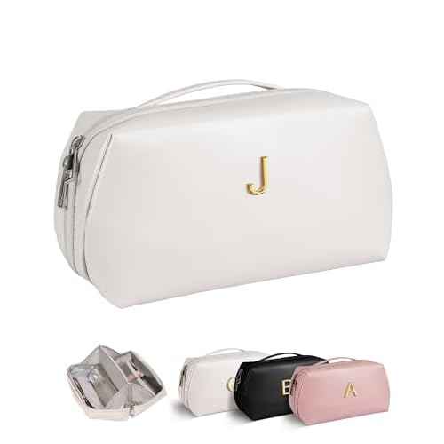 Bridesmaids Gifts, Makeup Bag with Initial for Women, Maid of Honor Gifts, Bachelorette Party Favors, Travel Make up Bag with Letter, Gifts for Maid of Honor from Bride, Bridesmaid Makeup Bag