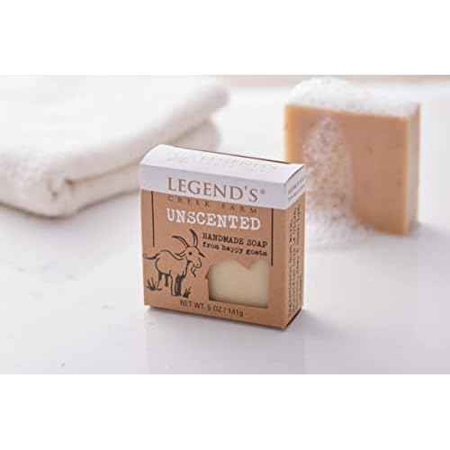 Legend's Creek Farm Goat Milk Soap - Cleansing Moisturizing Bar for Hands and Body - 5 Oz Creamy Lather, Nourishing, Gentle Natural Soap for Sensitive Skin, Handmade in USA (Unscented, Pack of 3)