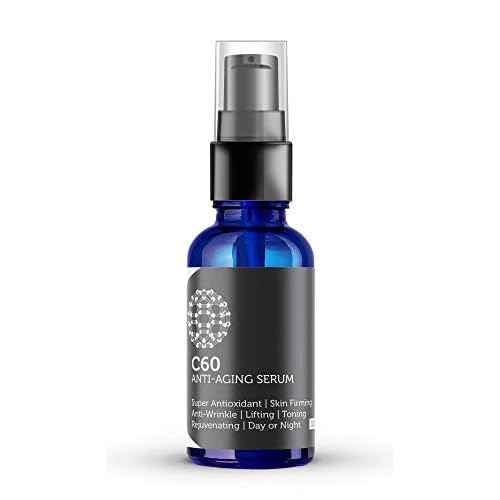 C60 Anti-Aging Face Serum 60ml with Hyaluronic Acid, Plant Stem Cells, Peptides, Vitamins B + C & Anti Aging Wrinkle Complexes for Men & Women Made with Organic Ingredients