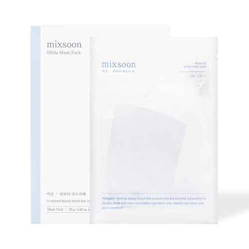 mixsoon Bifida Sheet Mask Pack Face Moisturizer Sheets Korean Glass Skin Care 1Pack (5ea)