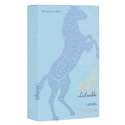 Lattafa Lail Maleki Moroccan Blue ? Spicy, Citrusy, Woody, Oud ? Eau de Parfum Spray Long-Lasting Fragrance for Unisex, 3.4 Ounce / 100 ml