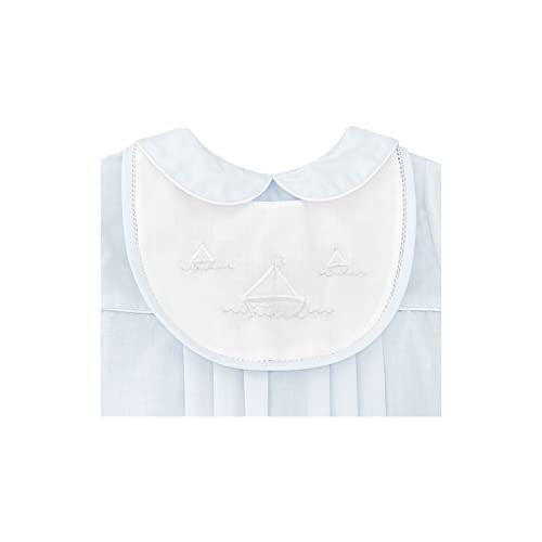 Petit Ami Baby Boys' Romper with Embroidered Sailboat Bib, Blue